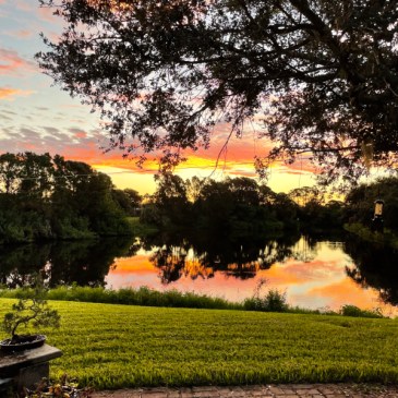 early sunrise over lake